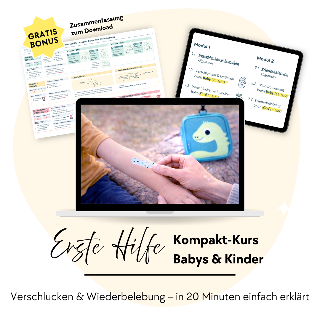 littleplan Digitaler Kompaktkurs Erste Hilfe für Babys & Kinder: Maßnahmen für Verschlucken & Wiederbeleben – in 20 Minuten einfach erklärt