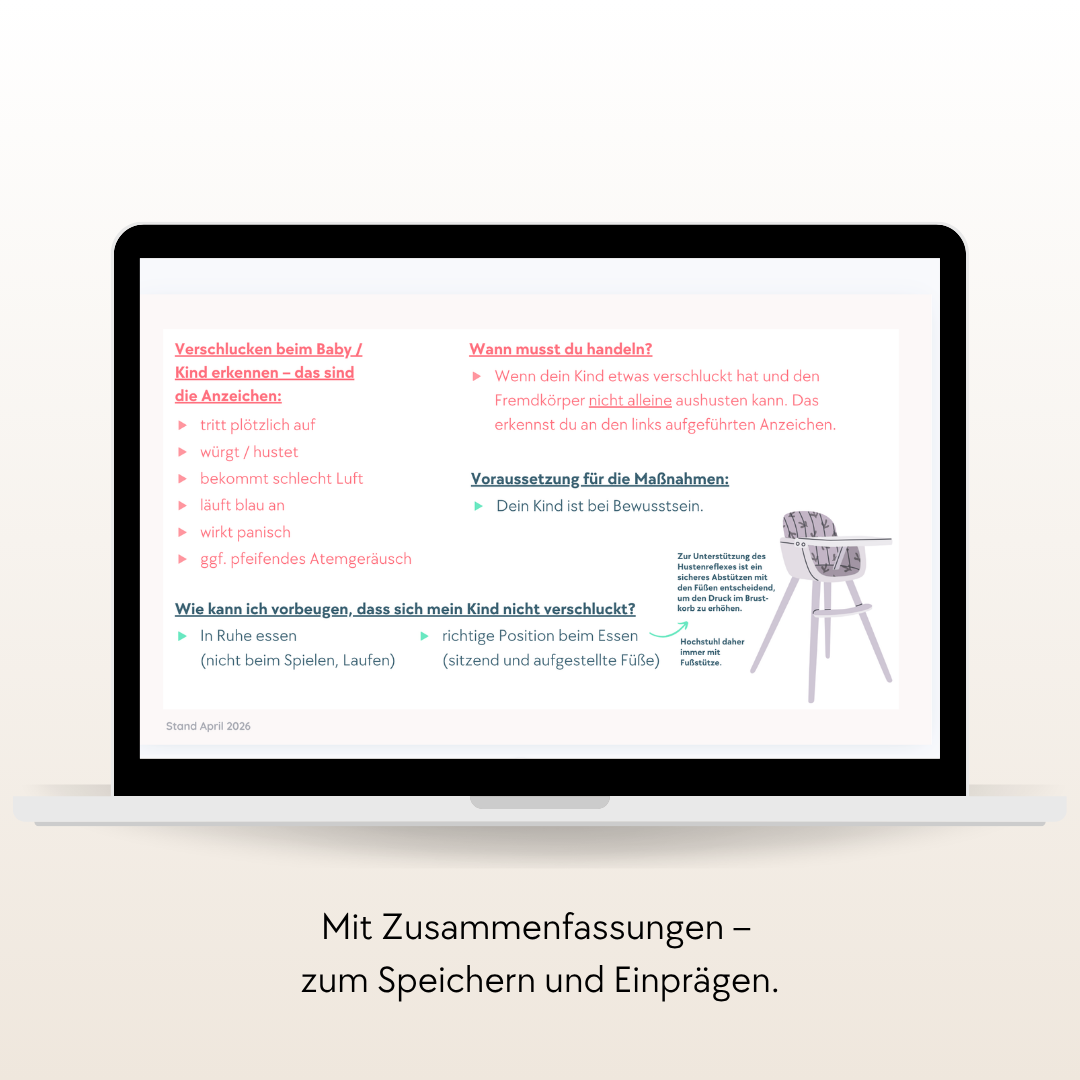 littleplan Digitaler Kompaktkurs Erste Hilfe für Babys & Kinder: Maßnahmen für Verschlucken & Wiederbeleben – in 20 Minuten einfach erklärt