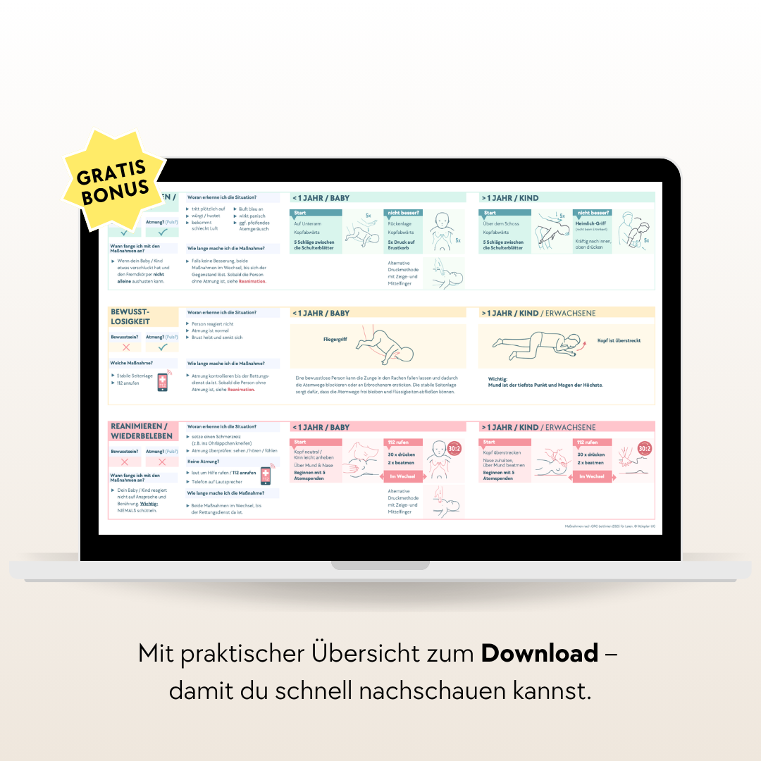 littleplan Digitaler Kompaktkurs Erste Hilfe für Babys & Kinder: Maßnahmen für Verschlucken & Wiederbeleben – in 20 Minuten einfach erklärt
